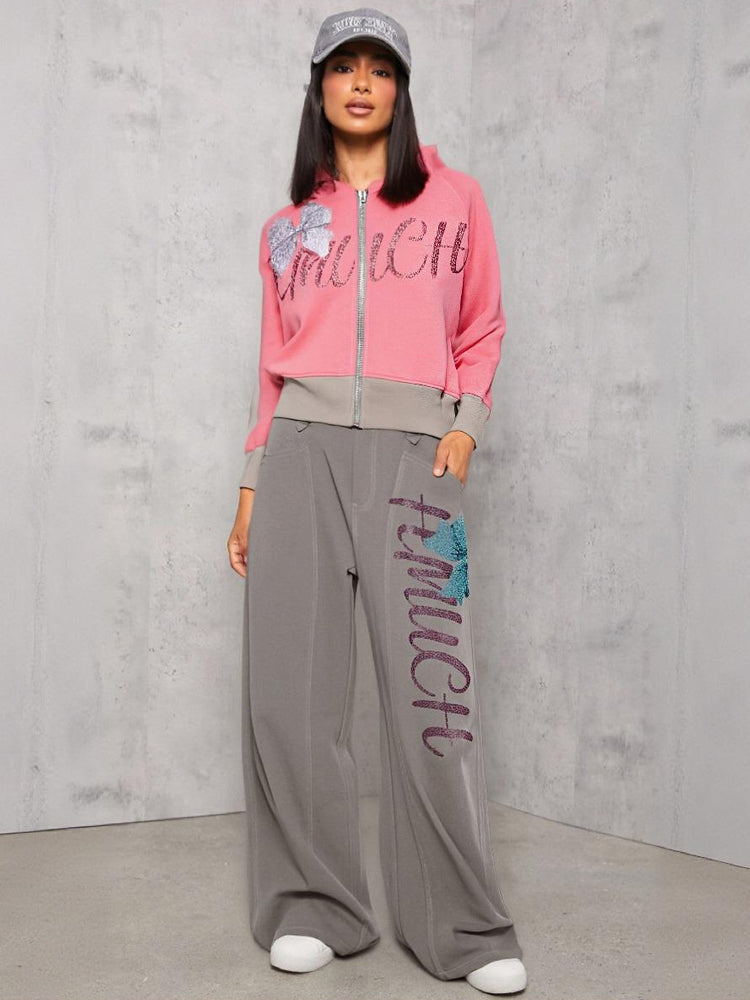 TCH Rhinestone Logo 2 Piece Outfit Tracksuits