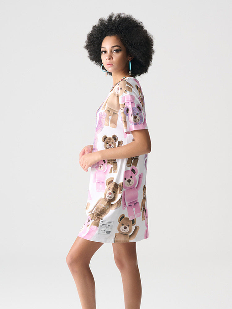 TCH Rhinestone Robot Bear Sparkling T-shirt Dress