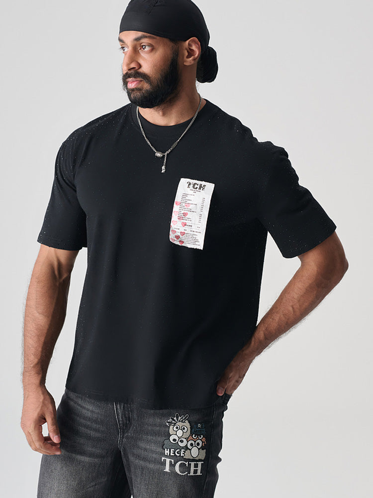 TCH Black Cotton Jersey T-shirt with Patches