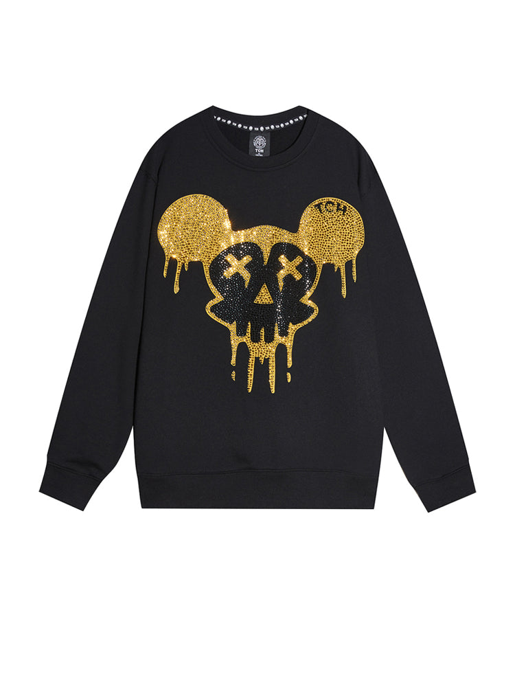 TCH Cotton Rhinestone Graphic Black Sweatshirt