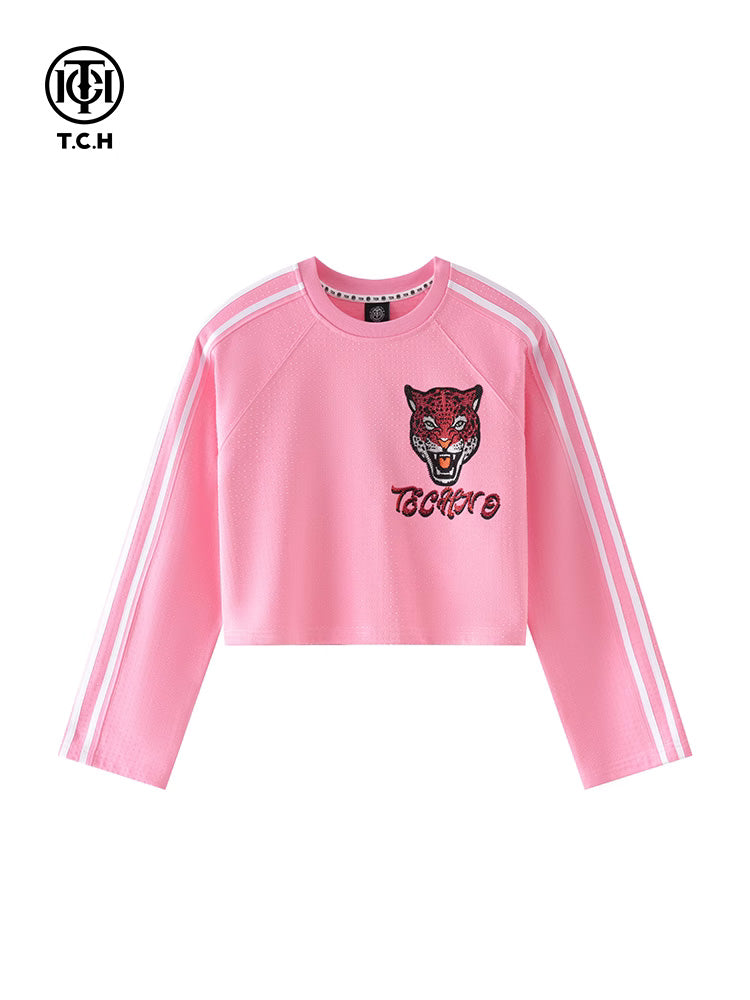TCH Trendy Rhinestone Leopard Cropped Top