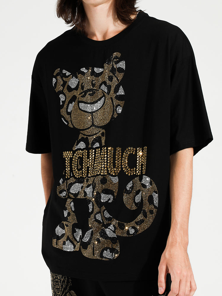TCH Mens Rhinestone Animal Short Sleeve T-shirt