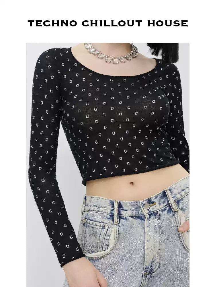 TCH Rhinestone Scoop Neck Cropped Top
