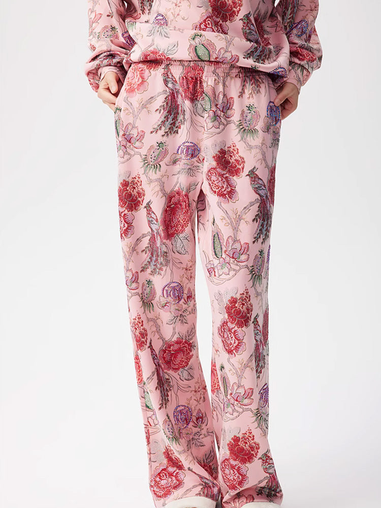 TCH 2 Piece Floral Print Sparkly Top and Long Pants