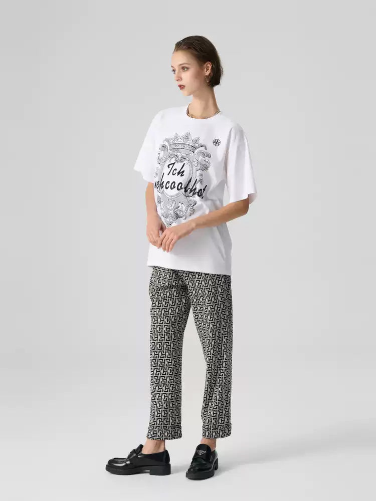 TCH Rhinestone Logo Wide Jersey Monogram Pants