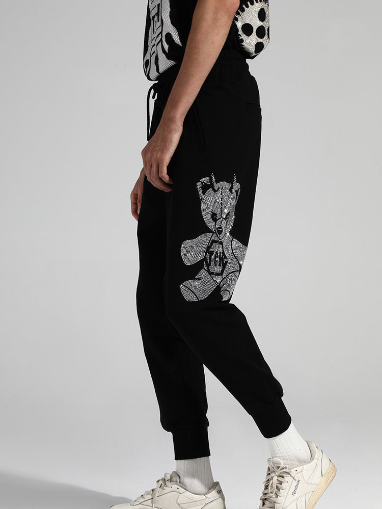 TCH Men's Bear Rhinestone Joggers Pants