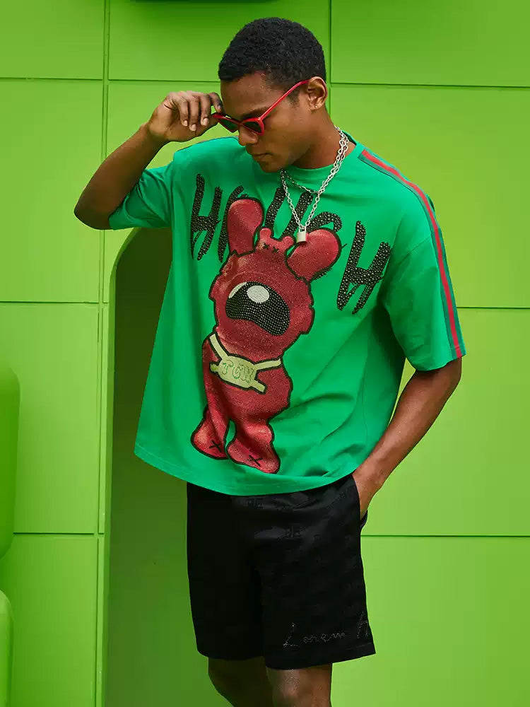 TCH Fashion Space Rabbit Rhinestone T-shirt Top