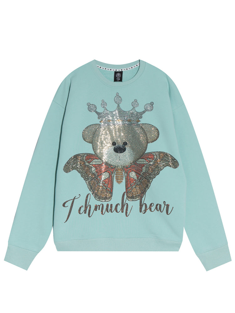 TCH Graphic Rhinestone Oversized Pullover Sweatshirt