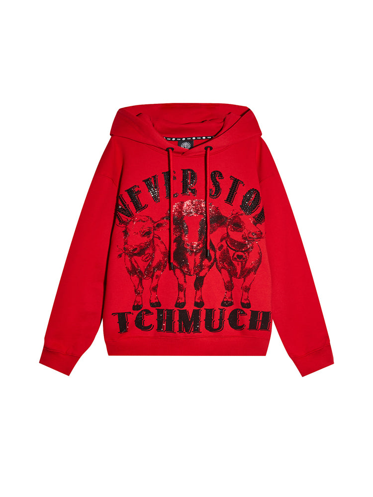 TCH Men's Graphics Rhinestone Red Hoodie
