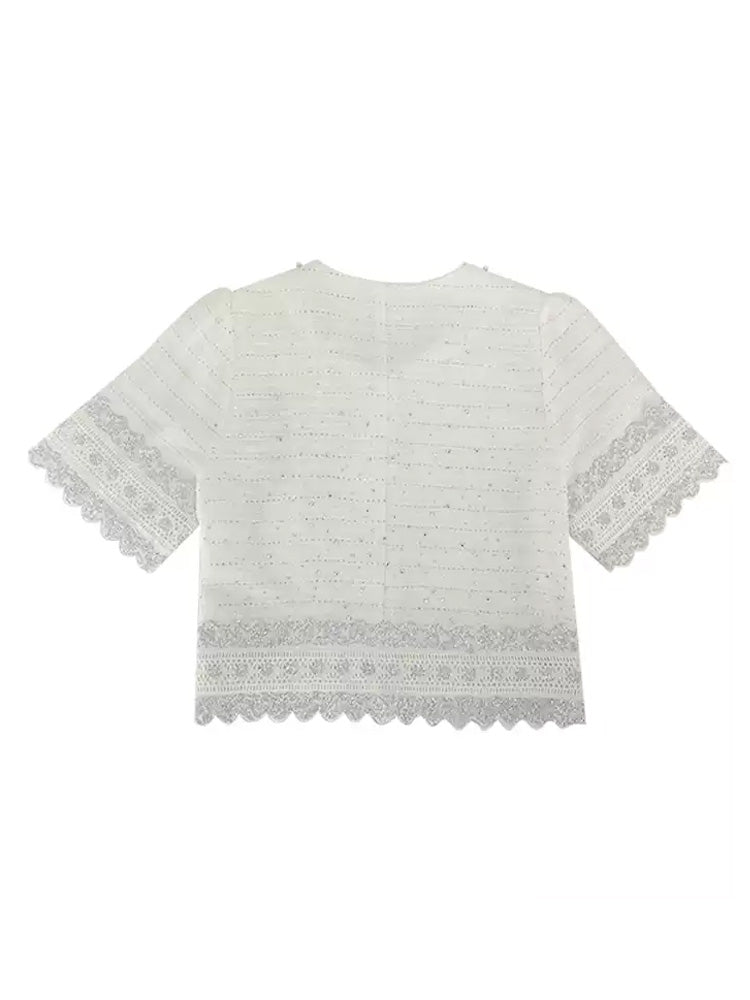 TCH Bow Crystal Lace Luxury  2 Piece Outfits and Mini Skirt Sets