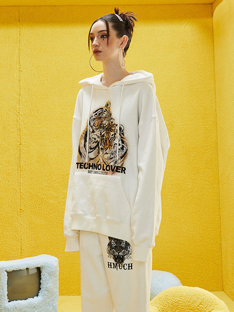 TCH Oversized Rhinestone Tiger Hoodie