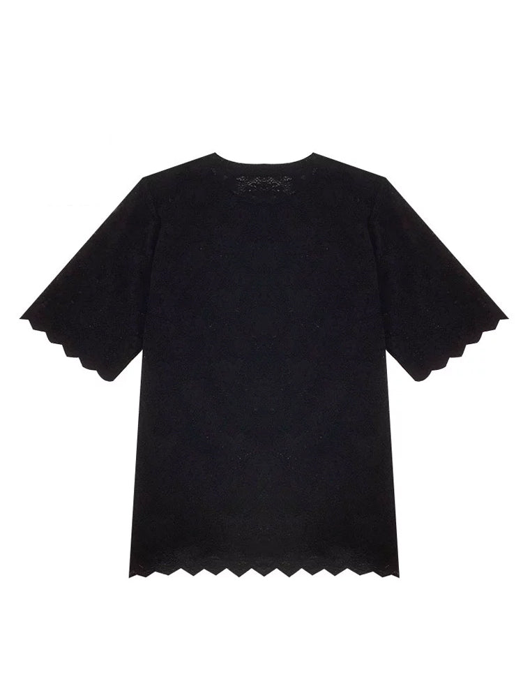 TCH Rhinestone Embellished Lace Flower Sleeve Top
