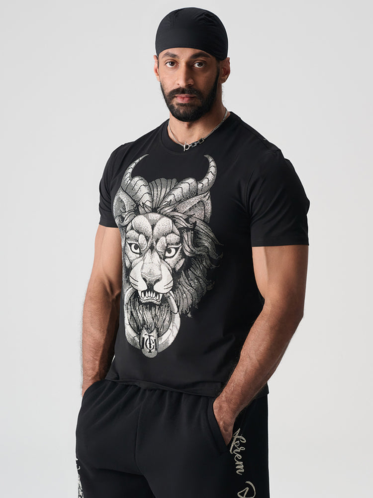 TCH Unisex Graphic Rhinestone Black Tee with Wings Design