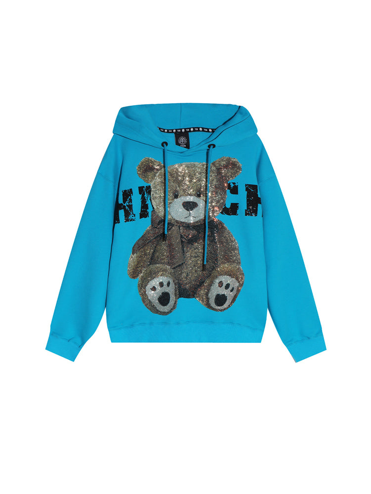 TCH Men's Rhinestone Bear Long Sleeve Hoodie