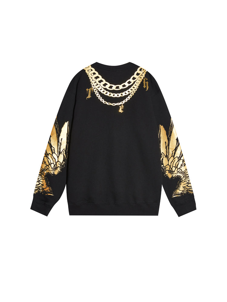 TCH Necklace Gold Wings Rhinestone Unisex Sweatshirt