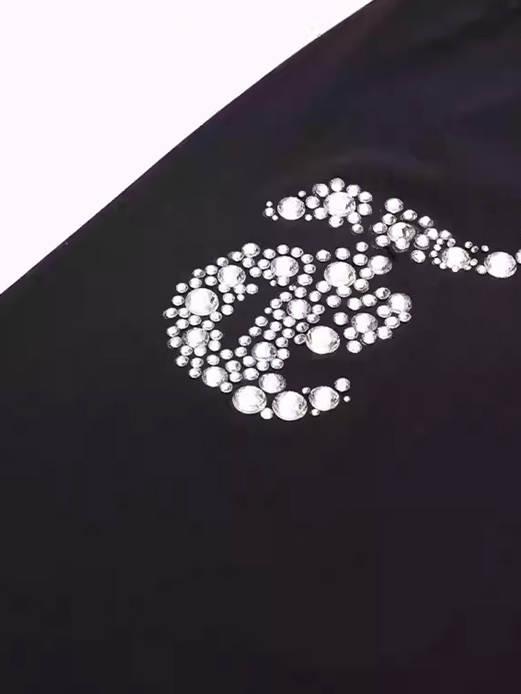 TCH Black Rhinestone Graphic Slim fit Leggings