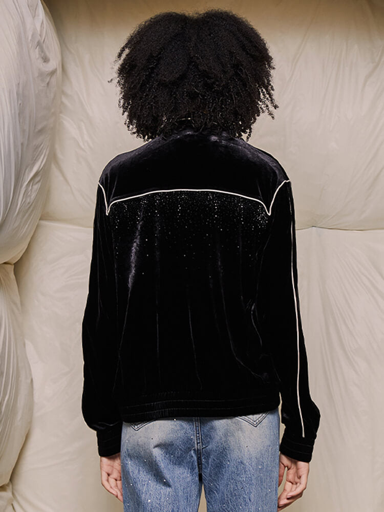 TCH Velvet Rhinestone Zip Up Jacket