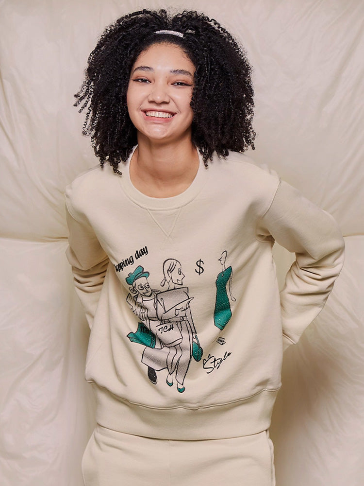 TCH Causal Rhinestone Graphic Long Sleeve Sweatshirt