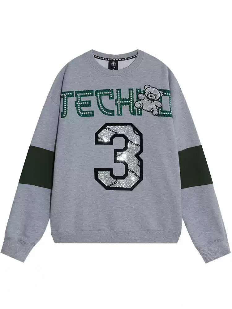 TCH Rhinestone Graphic Patch Unisex Sweatshirt
