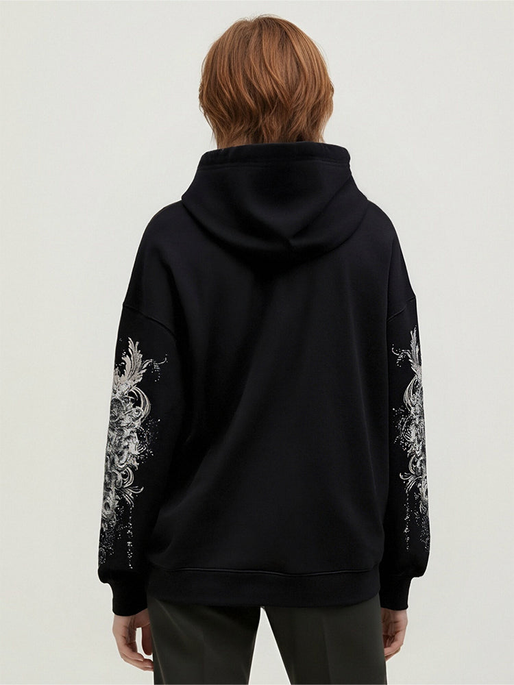 TCH 2026 Oversized Lion Rhinestone Black Hoodie