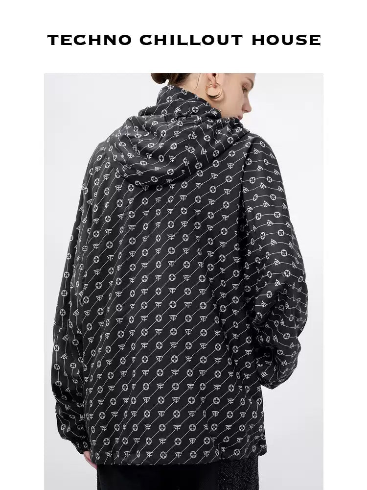 TCH Rhinestone Old Flower Down Jackets Unisex Black