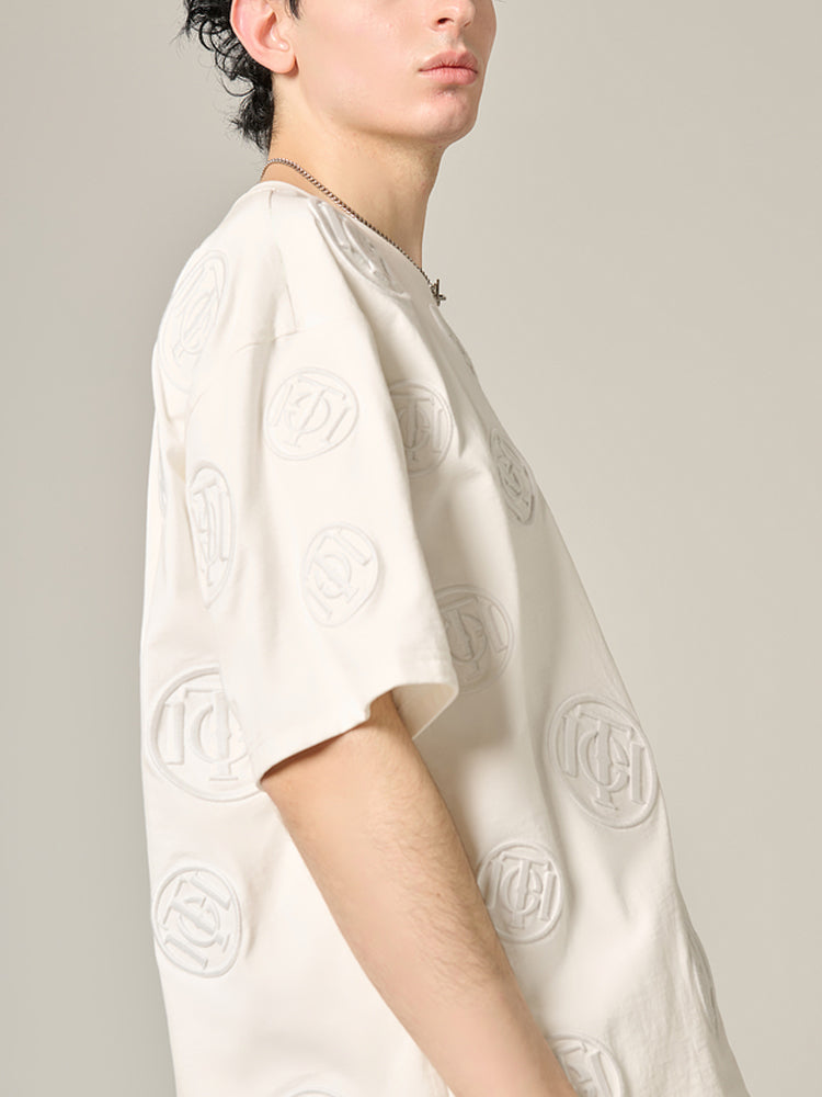 TCH Allover Logo Print Solid Cotton T-shirt