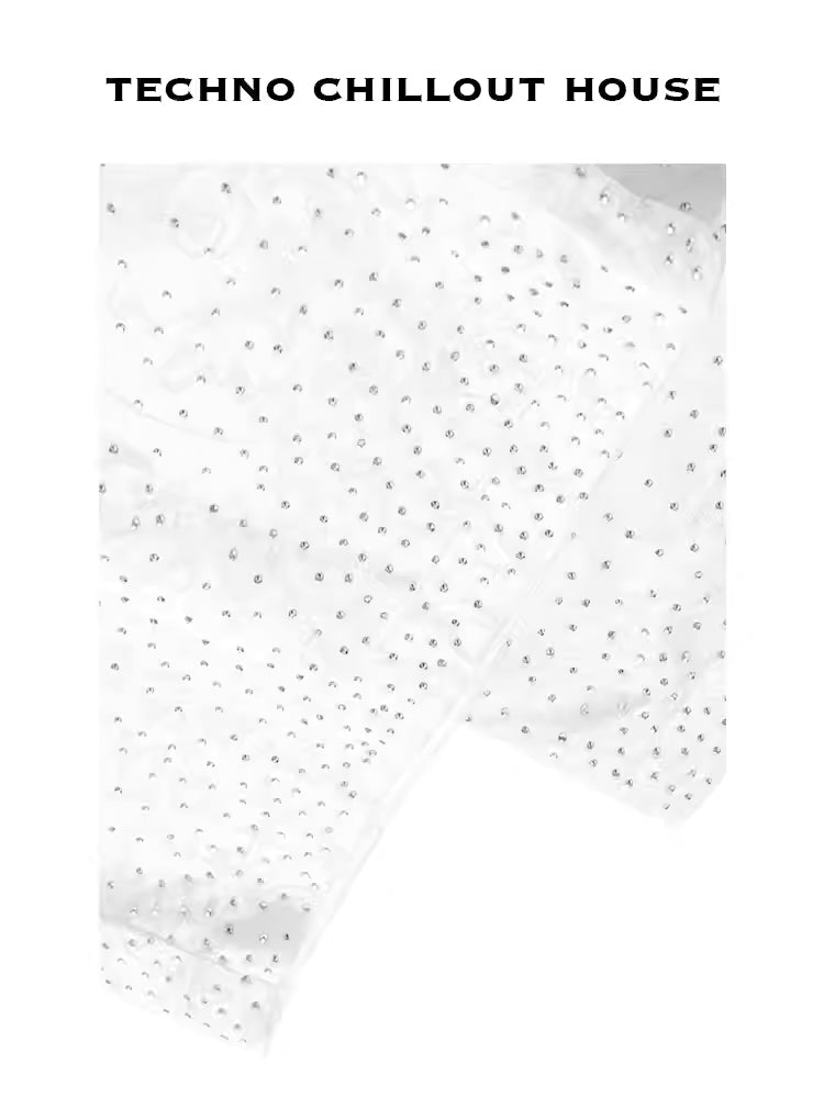 TCH Rhinestone High Waist Jacquard Palazzo Trousers