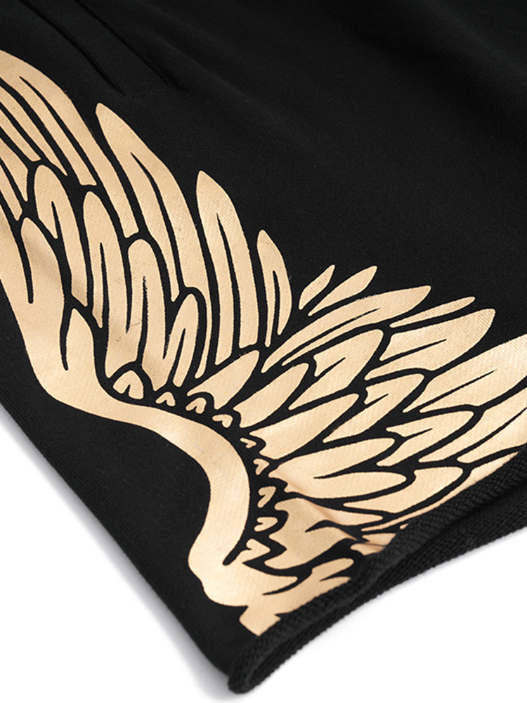 TCH Wings Print Black Track Shorts