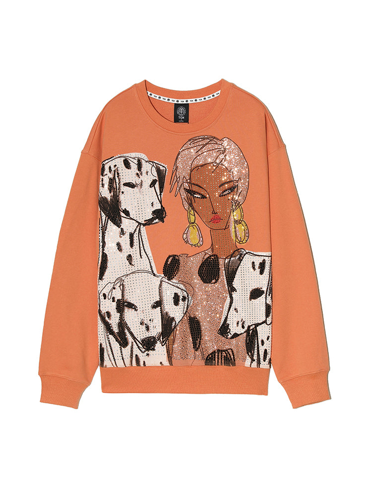 TCH Rhinestone Graphic Fashion Pullover Sweatshirt