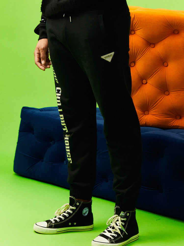 TCH Men's Rhinestone Letter Tapered Pants