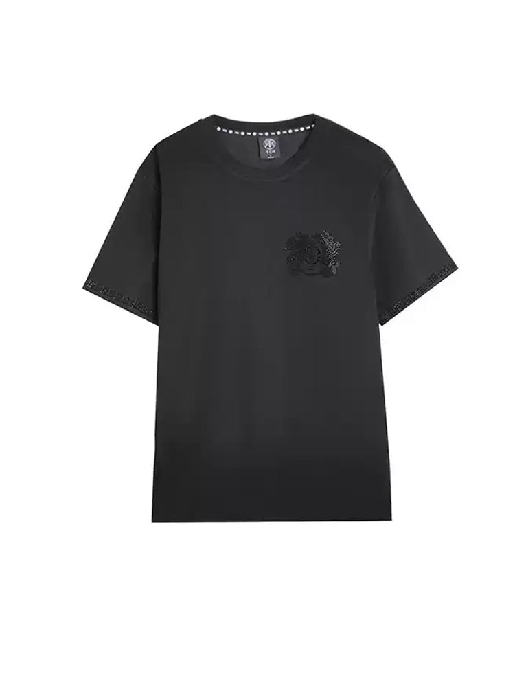TCH Unisex Rhinestone Short Sleeve T-Shirt in Black