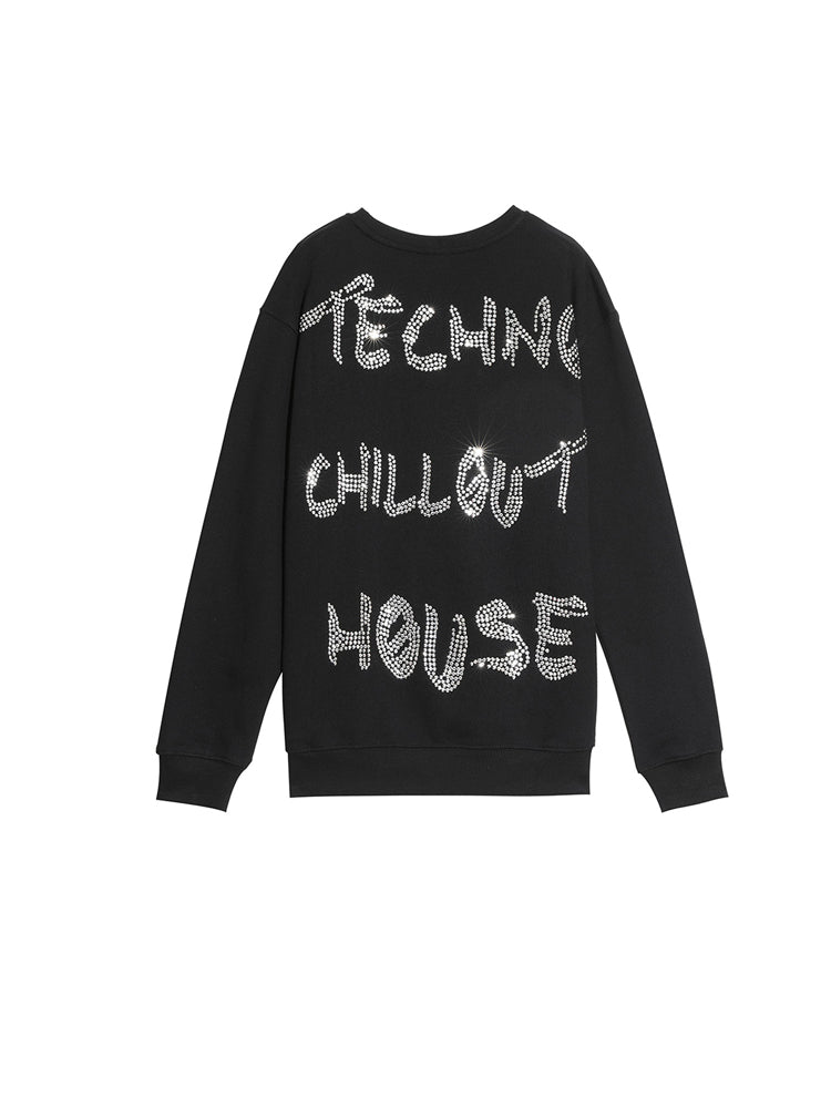 TCH Rhinestone Letter Rabbit Printed Sweatshirt
