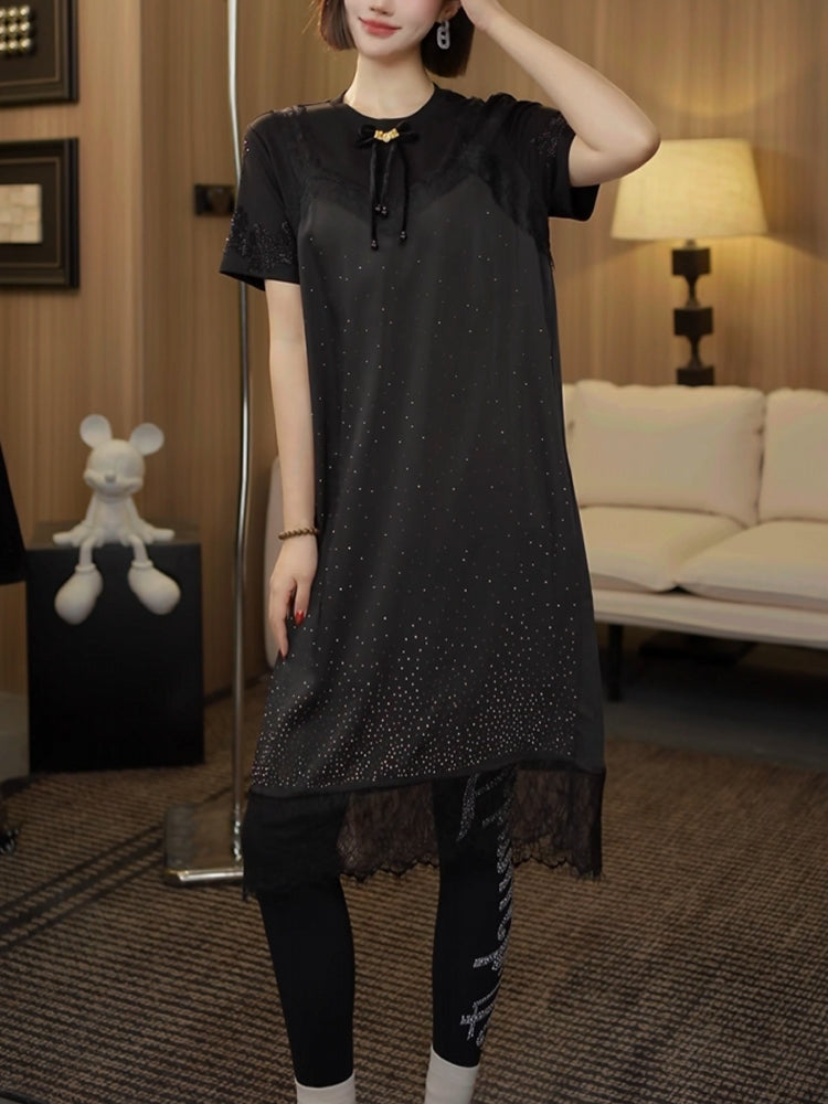 TCH Crystal embellished  A Line Lace Midi Dress