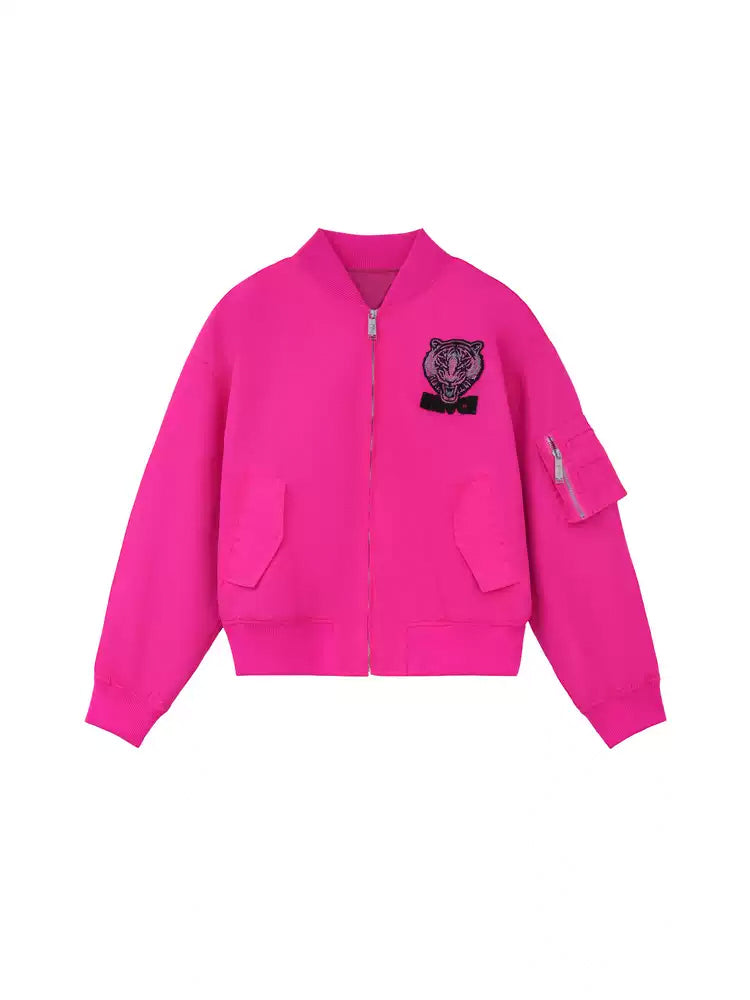 TCH Rhinestone Wings Zip Up Bomber Jacket