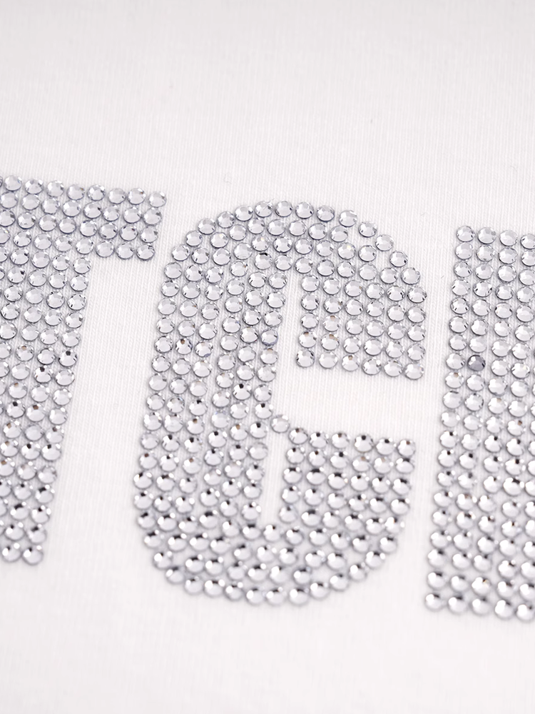 TCH Rhinestone Letter Contrast Raglan Sleeve Tee