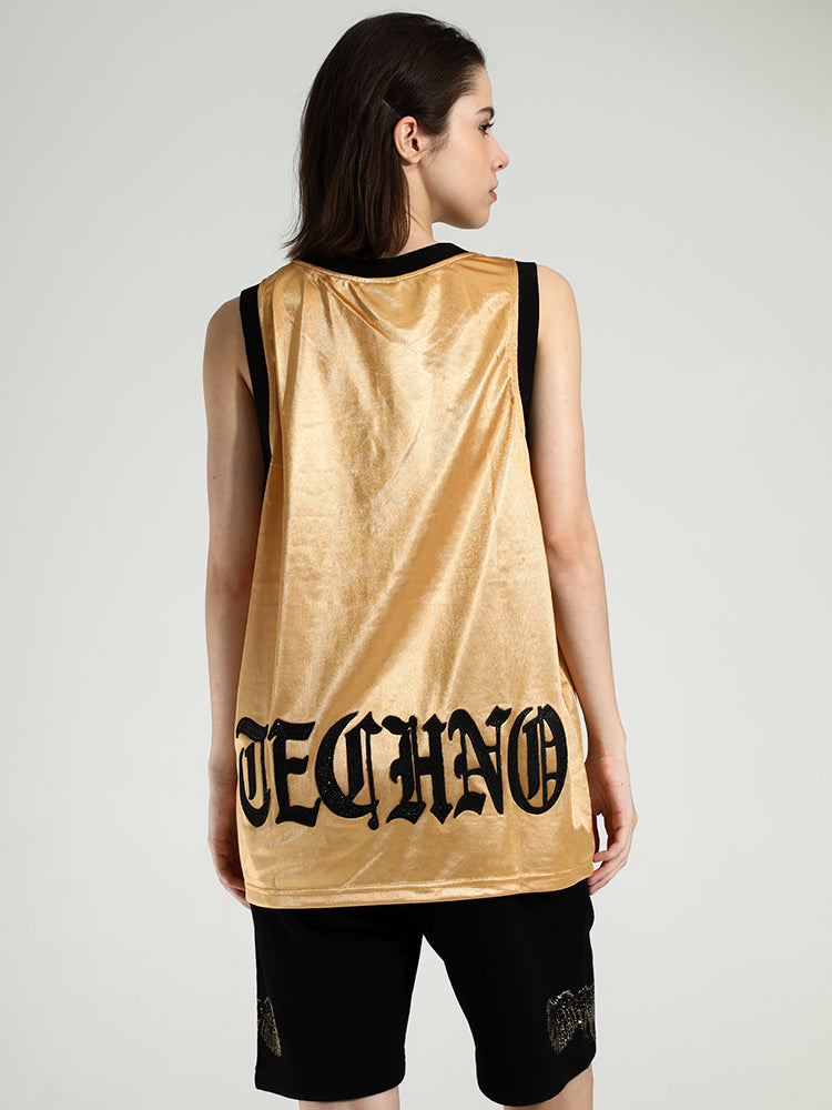 TCH Rhinestone Letter Basketball Tank Top