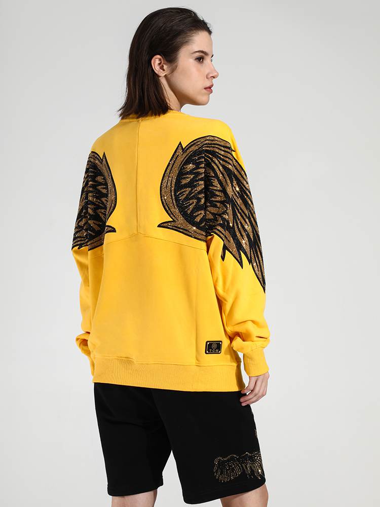 TCH Men's Bear Rhinestone Wing Sleeve Sweatshirt
