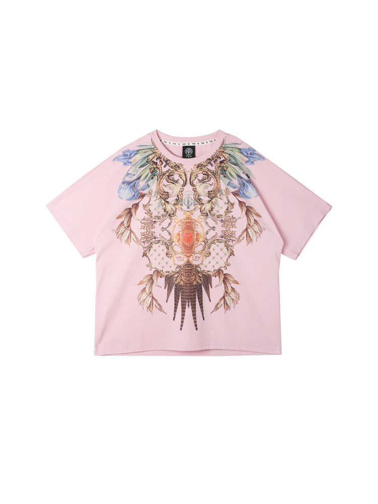 TCH Rhinestone Graphic Sparkling Pink Top