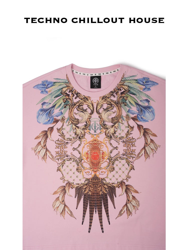 TCH Rhinestone Graphic Sparkling Pink Top