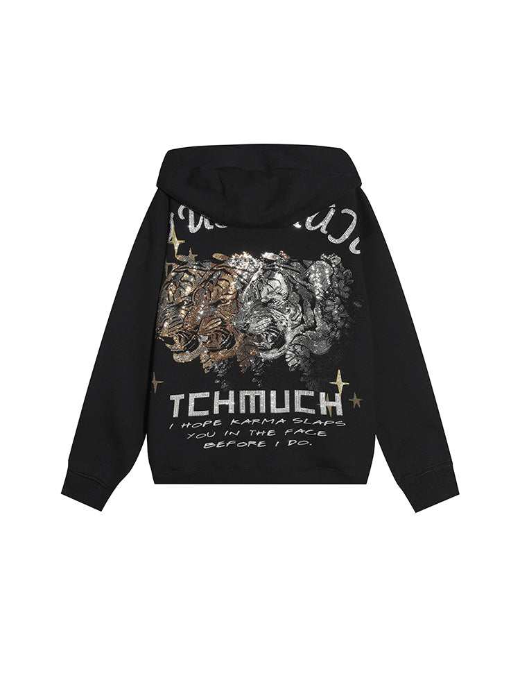 TCH Tiger Graphics Rhinestone Unisex Hoodie