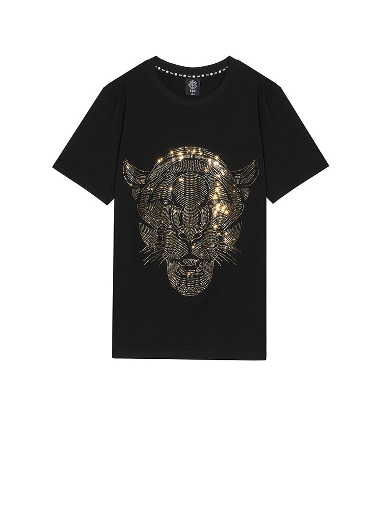 TCH Gold Rhinestones Leopard Unisex T-Shirt