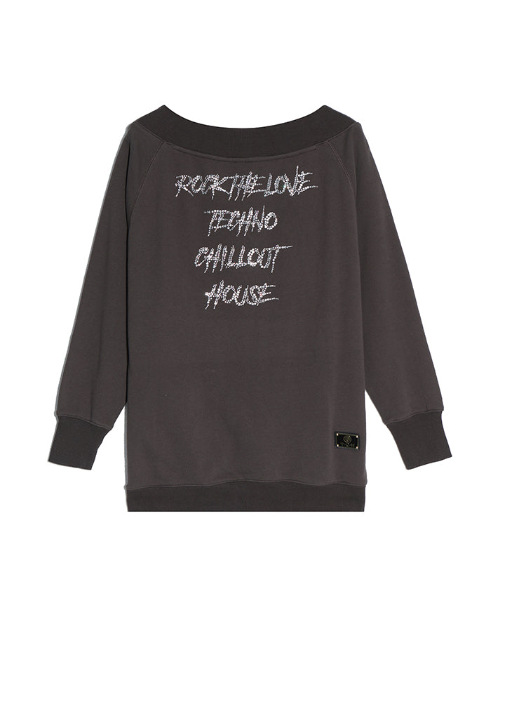 TCH Bear Rhinestone Off-Shoulder Sweater Dress