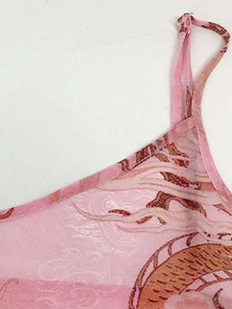 TCH Dragon Sparkly Crystal Embroidered Sexy Cami