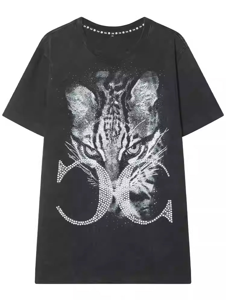 TCH Rhinestone Leopard Bling Graphic Tee