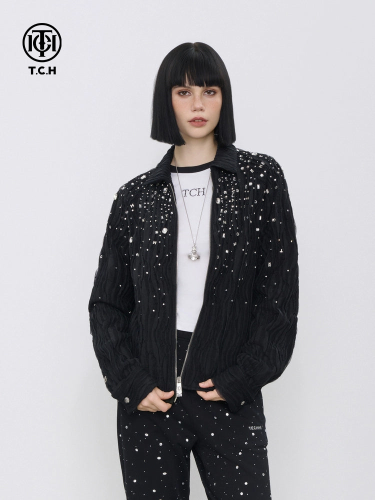 TCH Ruched Crystal-Embellished Jacket
