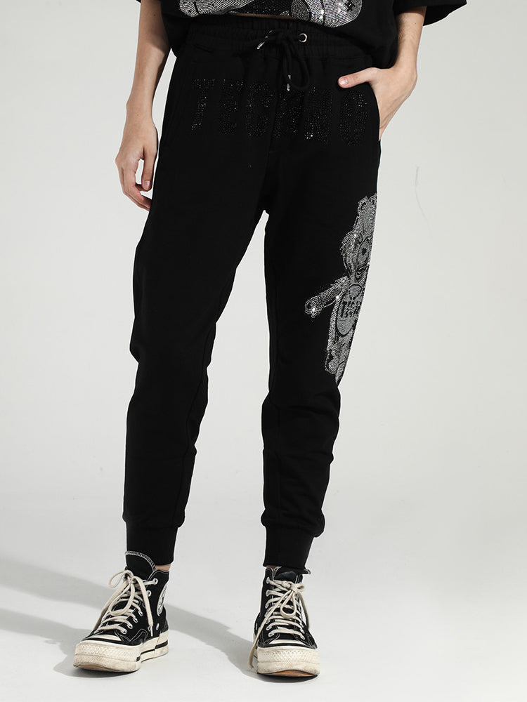 TCH Men's Rhinestone Bear Long Pants with Pockets