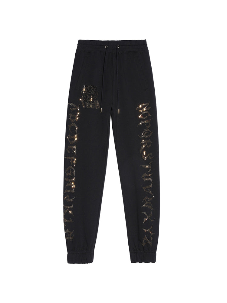 TCH Rhinestone Letter Casual Jogger Pants