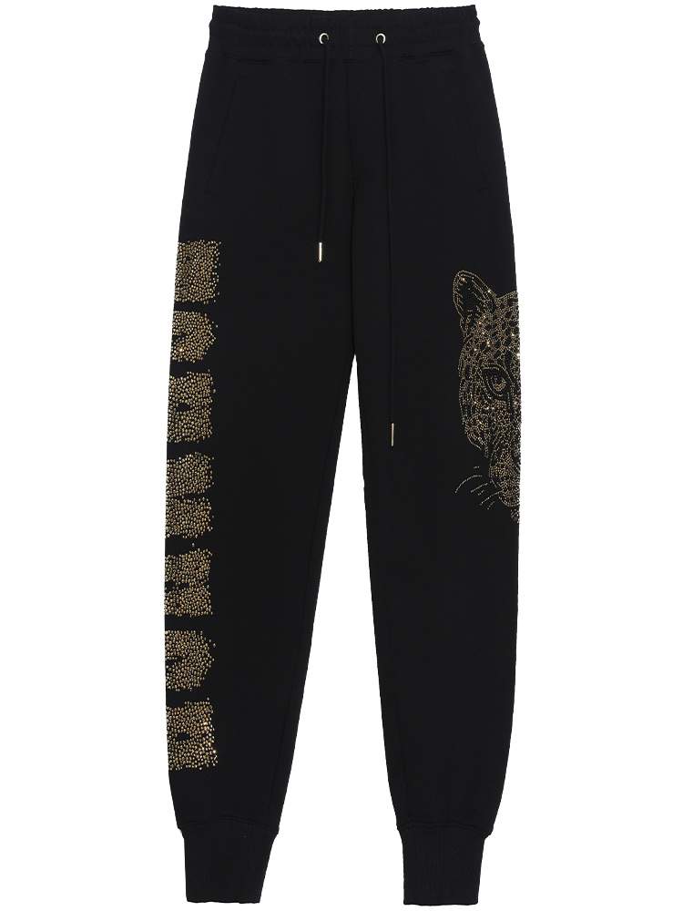 TCH Men's Leopard Hot Diamond Letter Elastic Waist Jogger