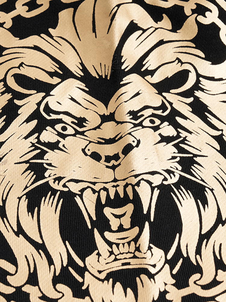 TCH Lion Print High Waist Track Shorts