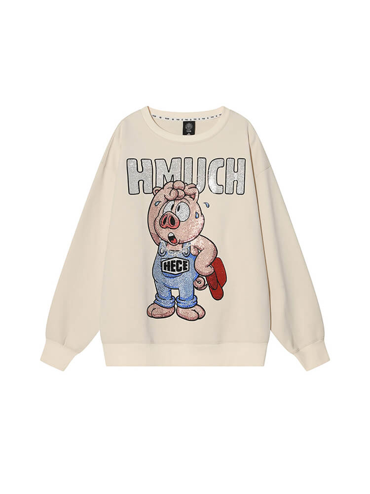 TCH Unisex Graphic Rhinestone Oversized Sweatshirt